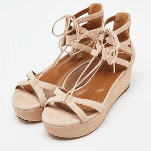 AQUAZZURA 
Beverly Hills 55 Suede Platform Sandals